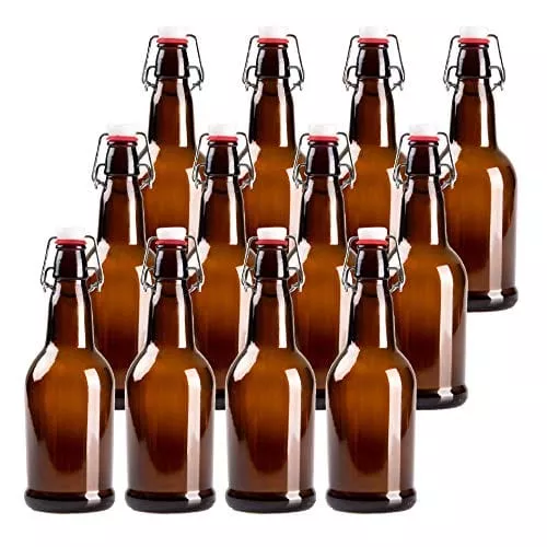 16oz-amber-glass-beer-bottles-home-brewing-12-pack-with-flip-caps 16oz Amber Glass Beer Bottles for Home Brewing - 12 Pack with Flip Caps
