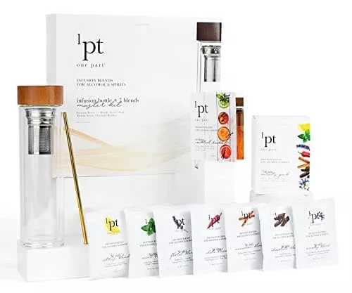 1pt Cocktail Infusion Master Kit - Craft Cocktail Home Bar Infuser Kit w/ Infusion Bottle & Infusion Blend Variety Pack, 9 Piece Set