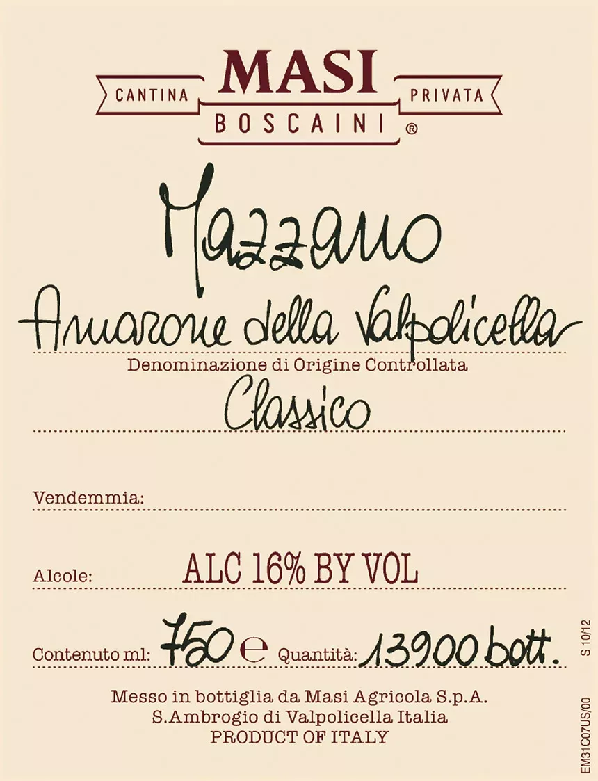 2013 Masi Mazzano Amarone 750 Ml