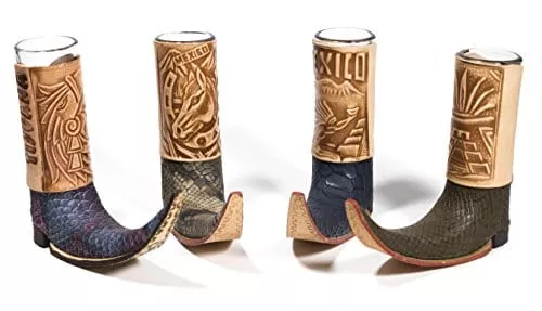 3-pack-mexican-leather-mini-boot-tequila-shot-original-artisan-bota-tribalera-pa ( 3 Pack ) Mexican Leather Mini Boot Tequila Shot - Original Artisan Bota Tribalera para Tequila (Assorted Colors)