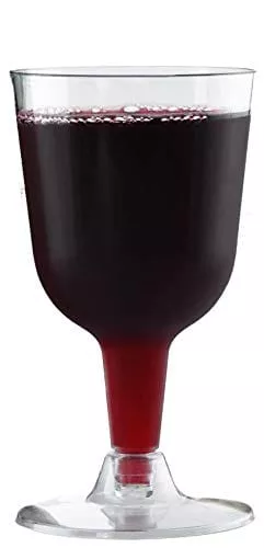 50-disposable-wine-glasses-7-oz-premium-clear-hard-plastic-fancy-cups-parties-we 50 Disposable Wine Glasses | 7 oz. Premium Clear Hard Plastic Fancy Cups for Parties & Weddings (50-Pack) by BloominGoods (6 Ounce)