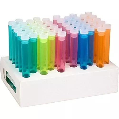 50-piece-assorted-color-plastic-test-tube-set-with-caps-cardboard-rack 50 Piece Assorted Color Plastic Test Tube Set with Caps and Cardboard Rack
