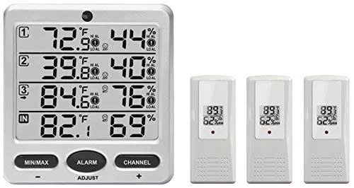 Ambient Weather WS-10 Wireless Indoor/Outdoor 8-Channel Thermo-Hygrometer with Three Remote Sensors