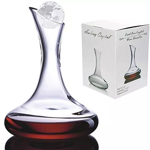 amlong-crystal-lead-free-crystal-wine-decanter-red-wine-carafe-wine-gift-wine-ac Amlong Crystal Lead-Free Crystal Wine Decanter, Red Wine Carafe, Wine Gift, Wine Accessories 58 oz, with Globe Stopper