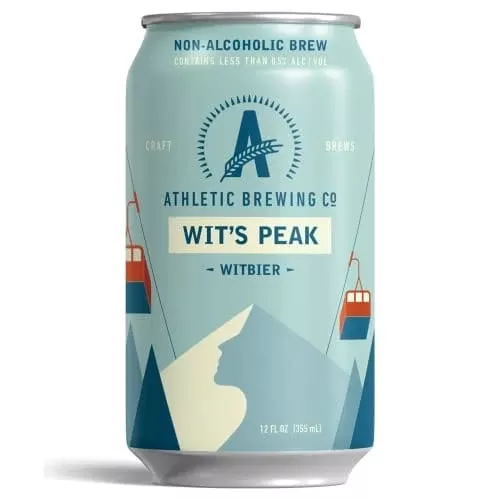 athletic-brewing-company-craft-non-alcoholic-beer-12-pack-x-12-fl-oz-cans-wit-s- Athletic Brewing Company Craft Non-Alcoholic Beer - 12 Pack x 12 Fl Oz Cans - Wit's Peak - Low-Calorie, Award Winning, 100% Vegan - Exploding with Cues of Citrus, Coriander, and Wheat