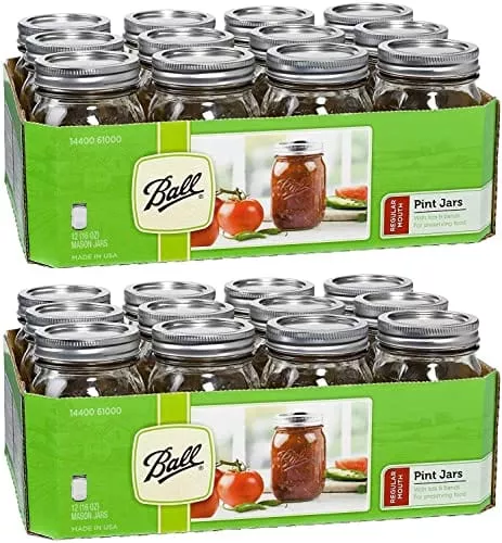 Ball Regular Mouth Pint 16-oz Mason Jar with Lids and Bands (Pack of 24)