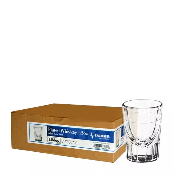challenger-whiskey-fluted-1-1-2-oz-with-3-4-oz-line-1-dz Challenger Whiskey Fluted 1 1/2 oz with 3/4 oz Line 1 dz