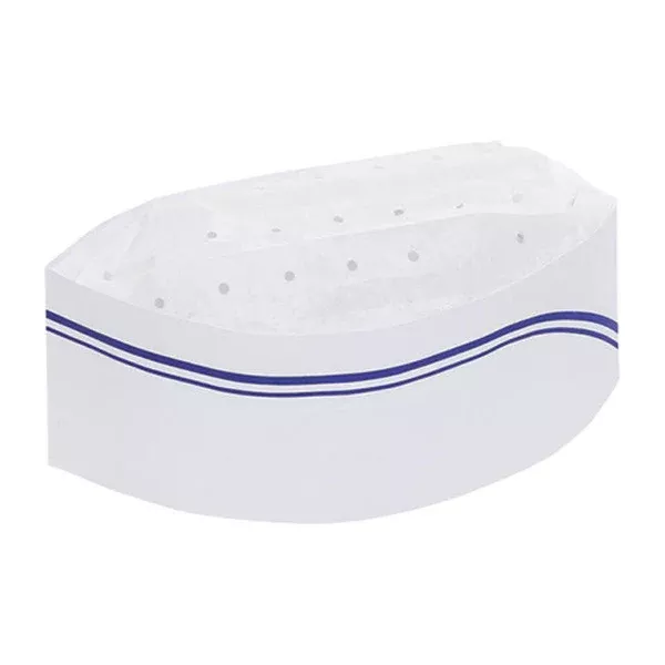 chef-cap-overseas-style-with-blue-stripe-100-ct Chef Cap Overseas Style with Blue Stripe 100 ct