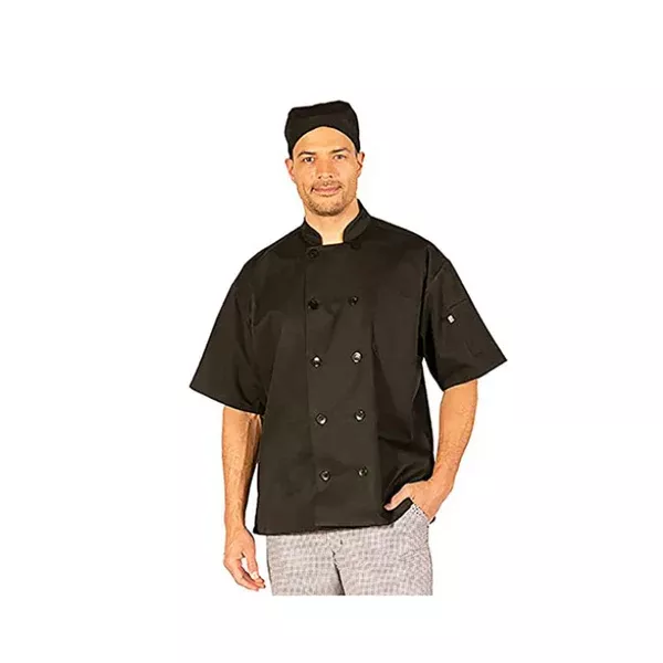 Classic Chef Coat Short Sleeve Black Medium each