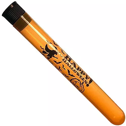custom-prints-halloween-16x125mm-orange-test-tubes-with-black-hollow-bottom-caps (Custom Prints) Halloween, 16x125mm Orange Test Tubes with Black Hollow Bottom Caps, Polypropylene, Karter Scientific (Pack of 50)