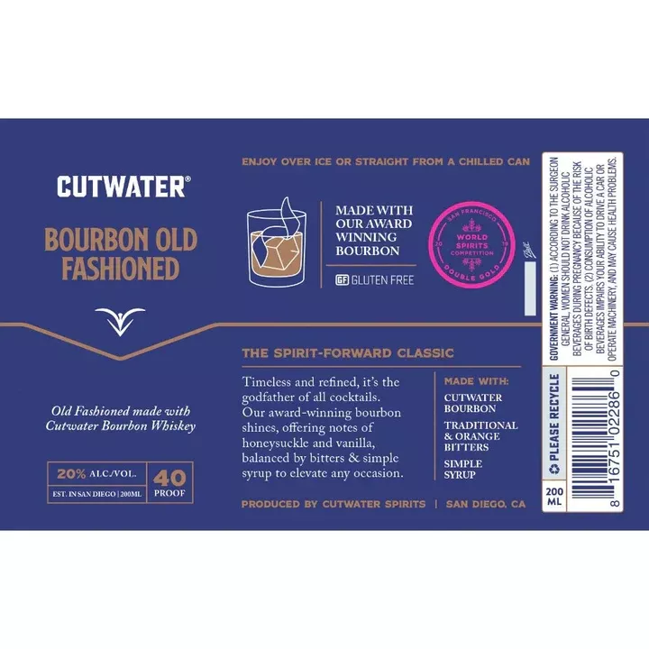 cutwater-spirits-bourbon-old-fashioned-cocktail-200ml-can-12-pack Cutwater Spirits Bourbon Old Fashioned Cocktail 200ml Can 12-Pack