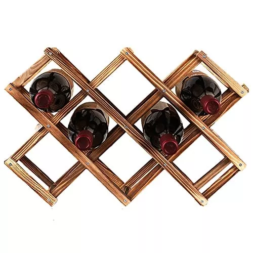 ferfil-wine-rack-wood-wine-storage-racks-countertop-10-bottle-wooden-stackable-w Ferfil Wine Rack, Wood Wine Storage Racks Countertop, 10 Bottle Wooden Stackable Wine Cellar Racks, Foldable Tabletop Free Standing Wine Bottle Stand Holder Display Shelf for Home Kitchen Bar Cabinets