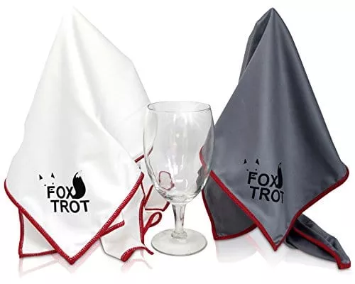 fox-trot-large-microfiber-polishing-cloths-2-pack-white-gray-streak-free-lint-fr Fox Trot Large Microfiber Polishing Cloths (2 Pack White | Gray) | Streak Free, Lint Free Shine and Clarity for Wine Glasses, Stemware and More