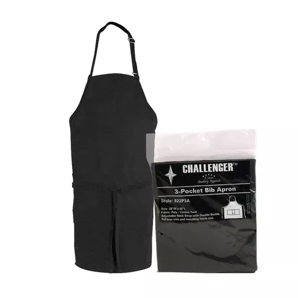 full-bib-3-pocket-apron-black-each Full Bib 3-Pocket Apron Black each