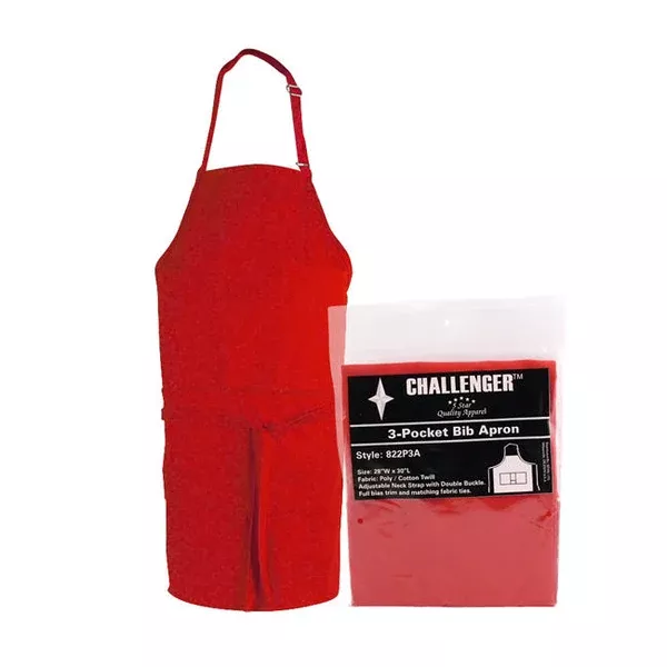 full-bib-3-pocket-apron-red-each Full Bib 3-Pocket Apron Red each