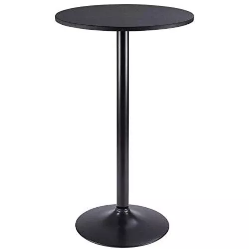 furmax-bistro-pub-table-round-bar-height-cocktail-table-metal-base-mdf-top-obsid Furmax Bistro Pub Table Round Bar Height Cocktail Table Metal Base MDF Top Obsidian Table with Black Leg 23.8-Inch Top, 39.5-Inch Height (Black)