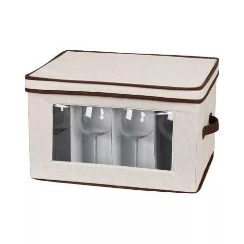 household-essentials-natural-542-vision-storage-box-with-lid-handles-balloon-gob Household Essentials Natural 542 Vision Storage Box with Lid and Handles | Balloon Goblet Wine Glasses Canvas with Brown Trim
