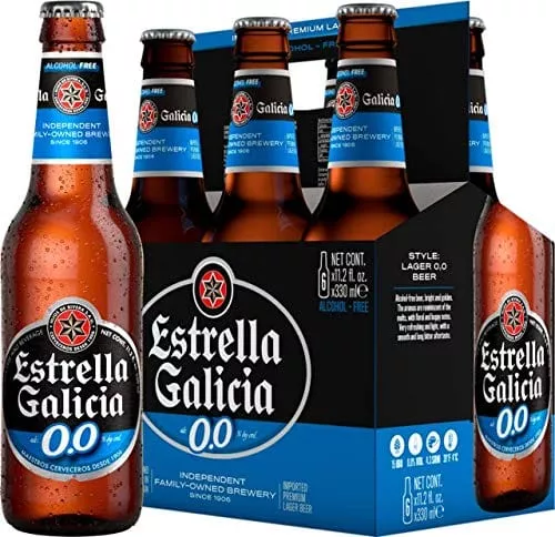 [Pack of 6] Estrella Galicia 0.0% NA Non Alcoholic Beer, Water from A Coruña -12 Fl Oz