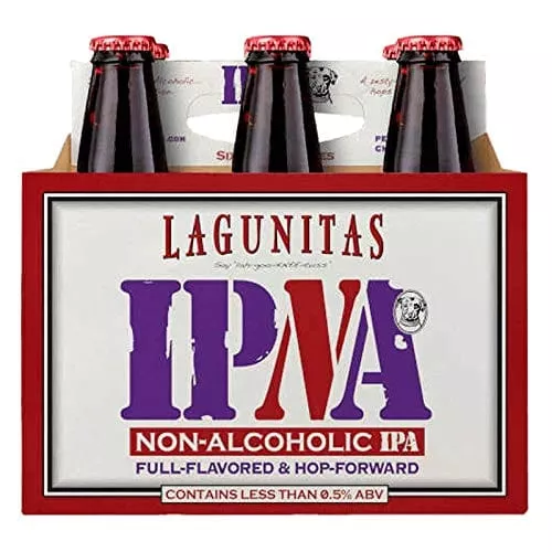 [ Pack of 6] Lagunitas IPNA IPA, Non Alcoholic NA, Full Flavored & Hop Forward - 12 Fl Oz
