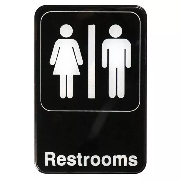 restrooms-sign-6-x9-black-each "Restrooms" Sign 6"x9" - Black each