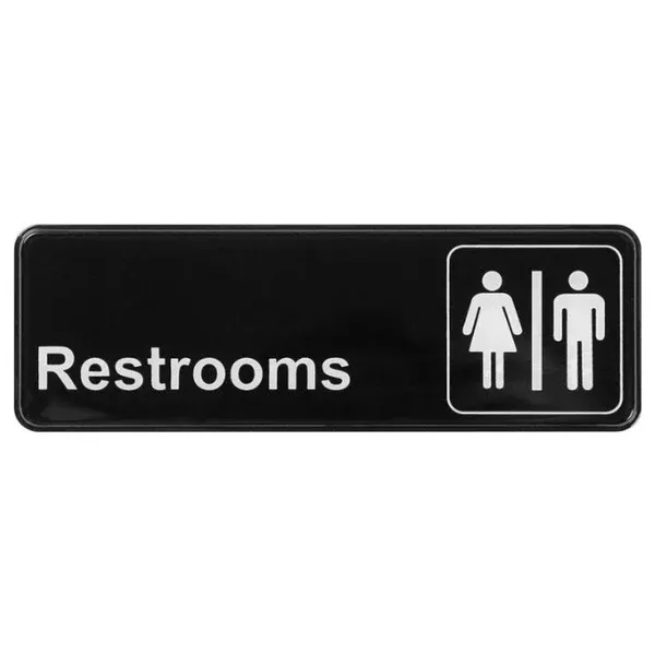 restrooms-sign-black-each "Restrooms" Sign - Black each