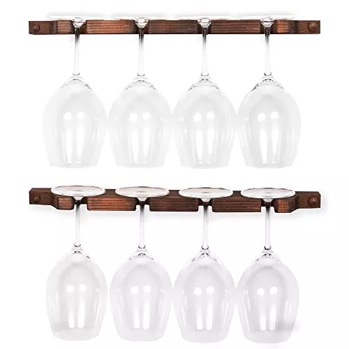 rustic-state-suvla-wall-mounted-wood-stemware-rack-hanging-shelf-glassware-holde Rustic State Suvla Wall Mounted Wood Stemware Rack Hanging Shelf Glassware Holder Bar Organizer with 8 Wine Glass Storage 17 Inch Long Walnut