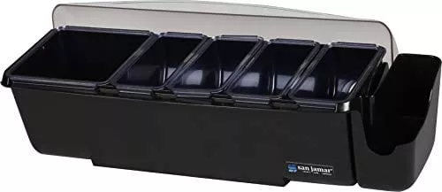 san-jamar-dome-plastic-garnish-center-8-pint-5-tray-black San Jamar Dome Plastic Garnish Center, 8 Pint - 5 Tray, Black