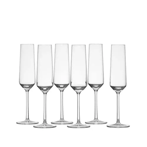 schott-zwiesel-tritan-crystal-glass-pure-stemware-collection-champagne-flute-wit Schott Zwiesel Tritan Crystal Glass Pure Stemware Collection Champagne Flute with Effervescence Points, 7.3-Ounce, Set of 6