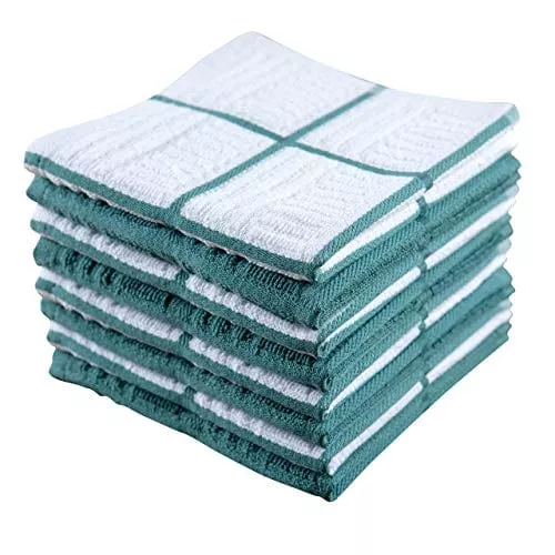 sticky-toffee-cotton-kitchen-towels-dishcloths-set-8-blue-white-dish-cloth-towel Sticky Toffee Cotton Kitchen Towels Dishcloths Set of 8, Blue and White Dish Cloth Towels, Tea Towels, Reusable and Absorbent Cleaning Cloths, Oeko-Tex Cotton, 12 in x 12 in