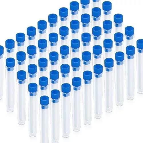 teenitor-50-pack-clear-plastic-test-tubes-with-blue-caps-13-78mm-great-halloween Teenitor 50 Pack Clear Plastic Test Tubes with Blue Caps, 13×78mm, Great for Halloween Party