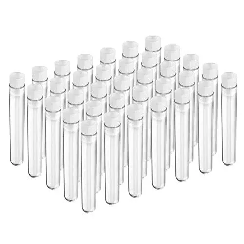 temedon-100pcs-test-tubes-16x100mm-10ml-plastic-test-tubes-with-caps-lash-wands- Temedon 100pcs Test Tubes, 16x100mm(10ml) Plastic Test Tubes with Caps for Lash Wands, Scientific Experiments, Plant Propagation