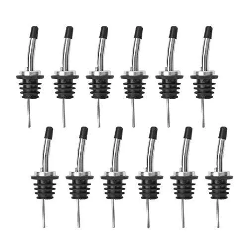 [UPGRADED VERSION] 6 Pack Stainless Steel Classic Bottle Pourers Tapered Spout - Liquor Pourers with Rubber Dust Caps