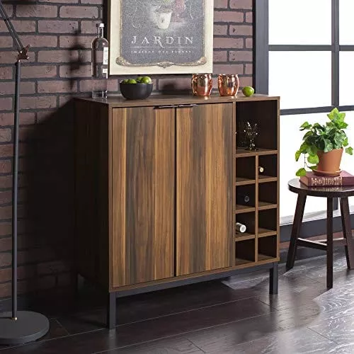 walker-edison-mid-century-modern-wood-kitchen-buffet-sideboard-entryway-serving- Walker Edison Mid-Century Modern Wood Kitchen Buffet Sideboard-Entryway Serving Storage Cabinet Doors-Dining Room Console, 34 Inch, Brown