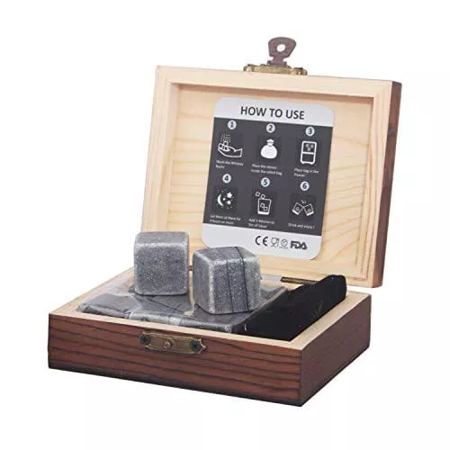 whiskey-stones-gift-set-pack-9-whiskey-rocks-in-engraved-wooden-gift-box-dad-whi Whiskey Stones Gift Set Pack of 9 Whiskey Rocks in Engraved Wooden Gift Box, for Dad/Whisky/Bourbon Drinker, Men/Women Birthday Present, Barleo Malt°