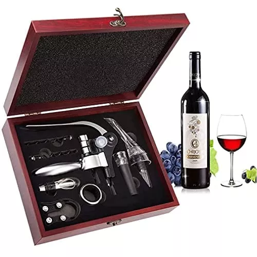 wine-opener-set-smaier-corkscrew-wine-accessories-areator-wine-opener-kit-gift-s Wine Opener Set - Smaier Corkscrew,Wine Accessories Areator Wine Opener Kit Gift Set with Wood Case