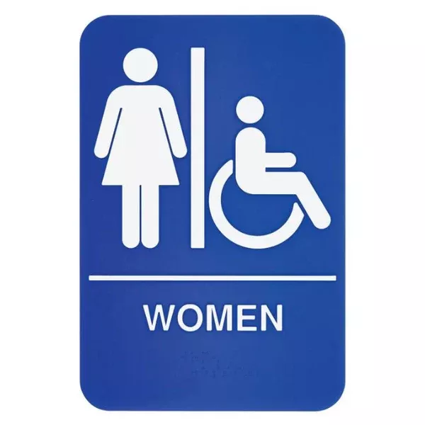 women-accessible-sign-blue-1-each "Women/Accessible" Sign - Blue 1 each