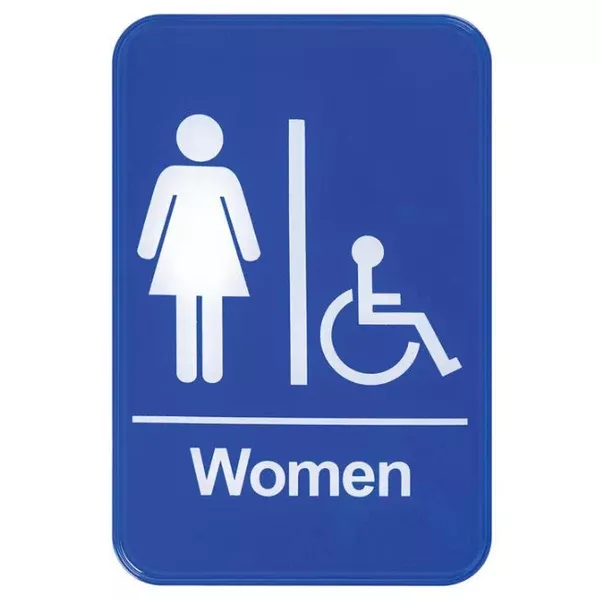 women-accessible-sign-blue-each "Women/Accessible" Sign - Blue each