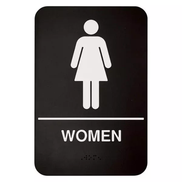 women-sign-braille-black-each "Women" Sign Braille - Black each
